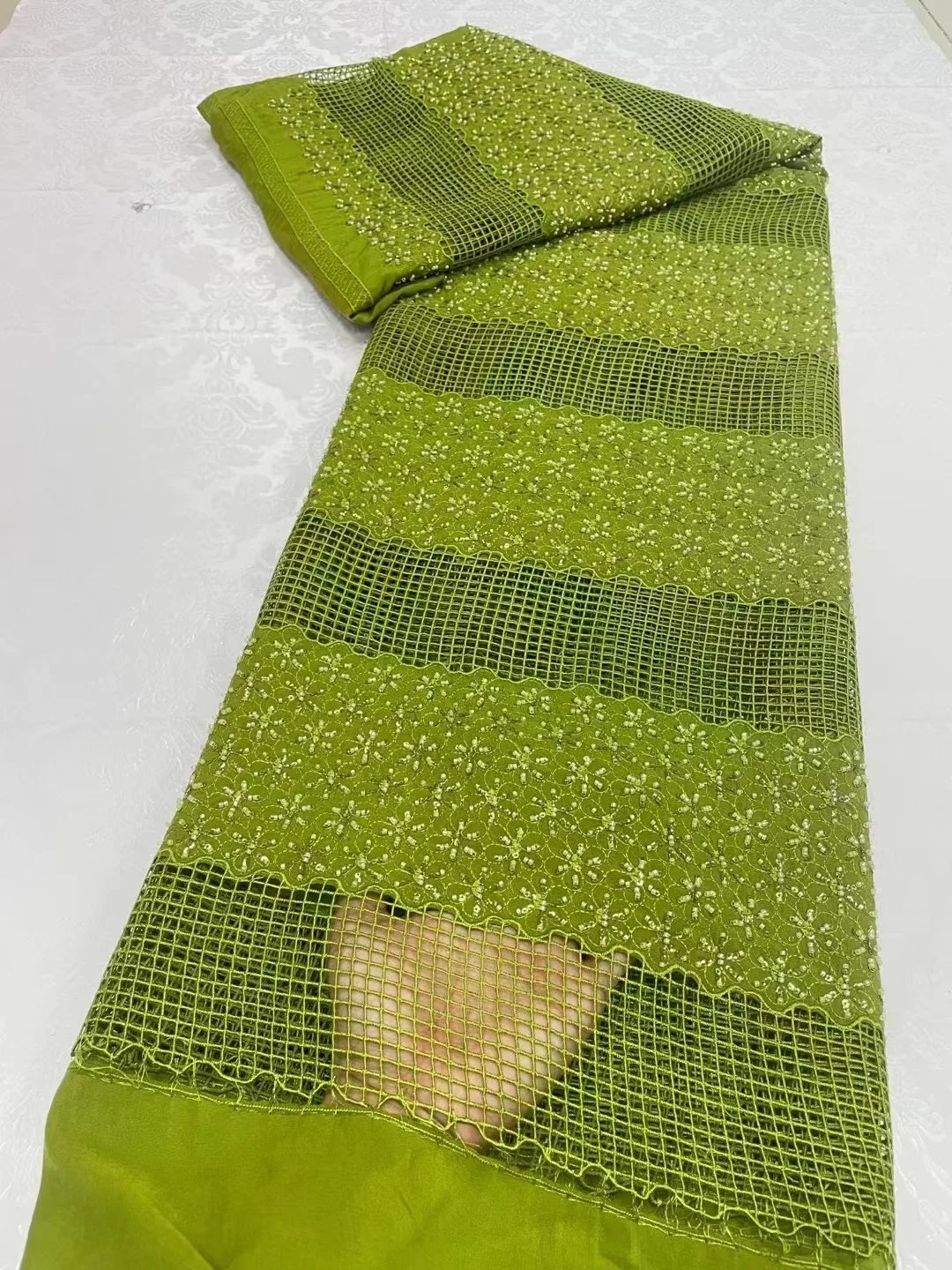 Синяя африканская Водорастворимая кружевная Ткань 5 ярдов 2024 Африканский гипюр