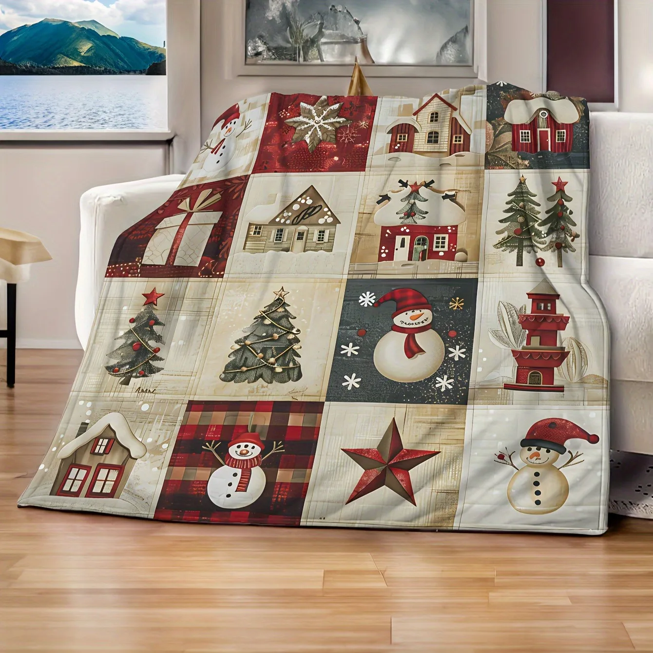 

Рождественское одеяло с праздничными принтами из полиэстера