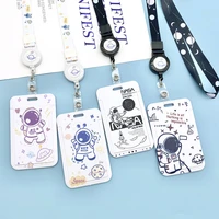 retractable badge reel holder new spaceman style id card clip set student mealcard transportation subway accesscard with lanyard