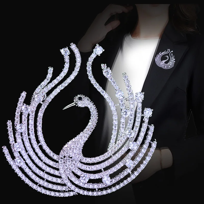 Новый высококачественный брошь-булавка для одежды феникса с вставкой меди и циркона, аксессуары для костюма ветровки, может использоваться в качестве цепочки для свитера.