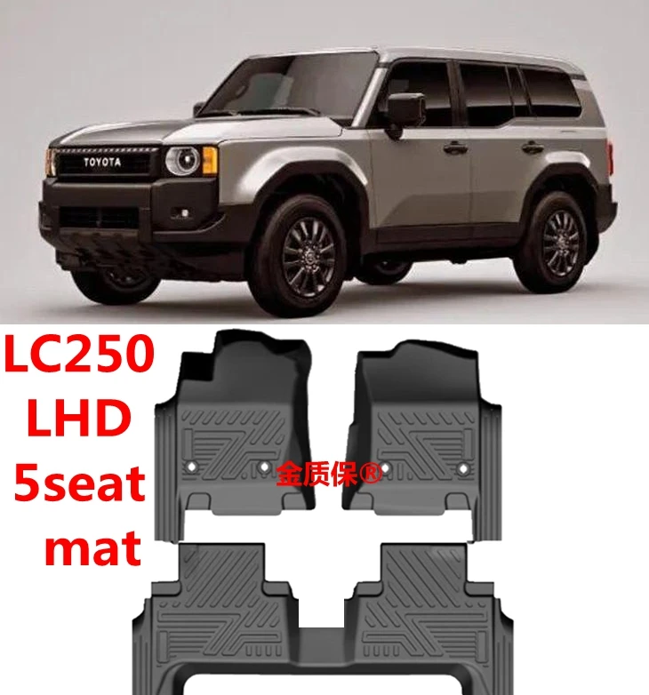 

Используйте для нового автомобильного ковра TOYOTA Prado LC250 2024, напольный коврик LC250, полный комплект отделки до GX550 Prado LC250, водонепроницаемый напольный коврик, 5 мест