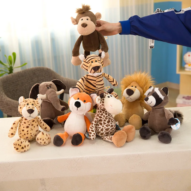 

Forest Animal Stuffed Doll Soft Plush Toy Elephant Tiger Lion Monkey Giraffe Zebra Zoo Animals Dolls For Kid Christmas Gifts