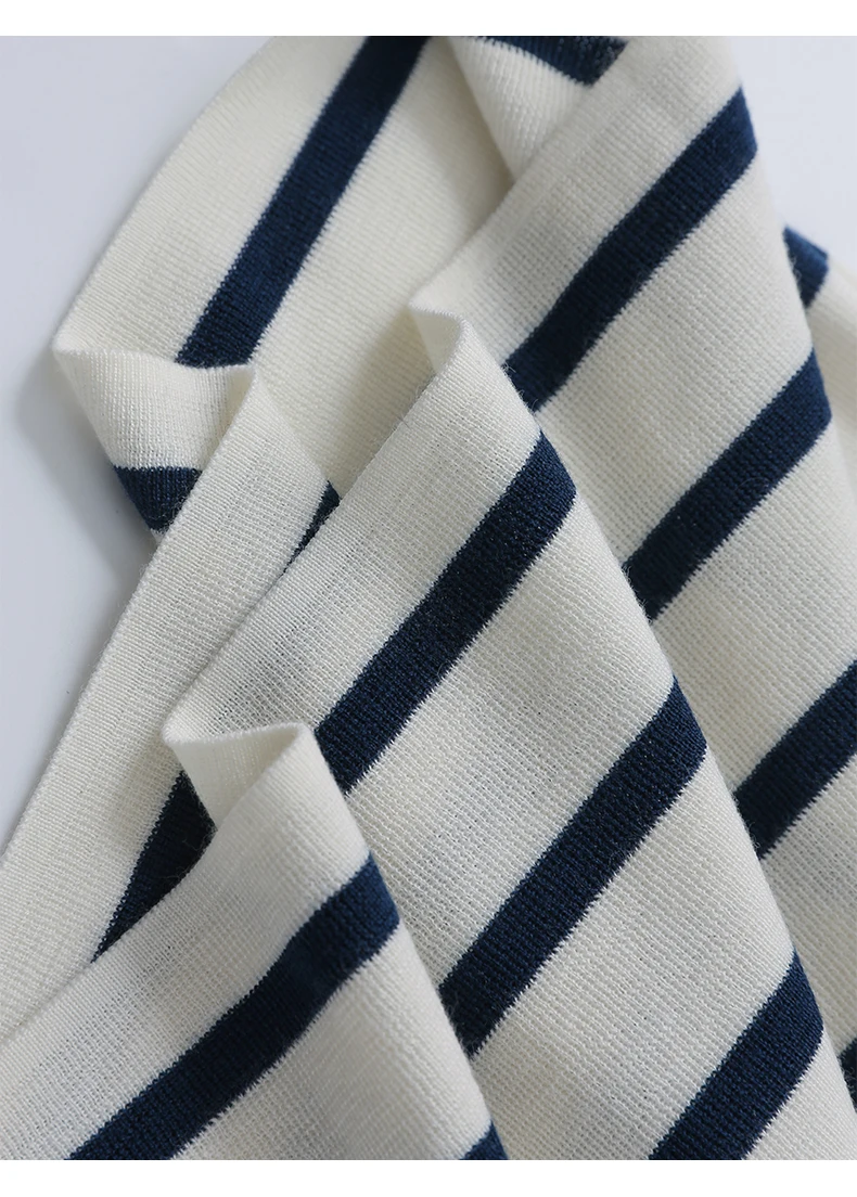 Элегантный свитер BirdTree из 30% натурального шелка и 70% шерсти женский полосатый с