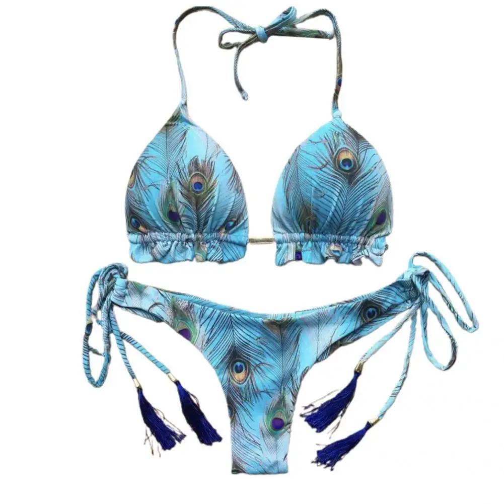 

Sexy 2Pcs/Set Durable Tie Belt Women Bikini Slim Fit Women Bikini Floral for Swimming