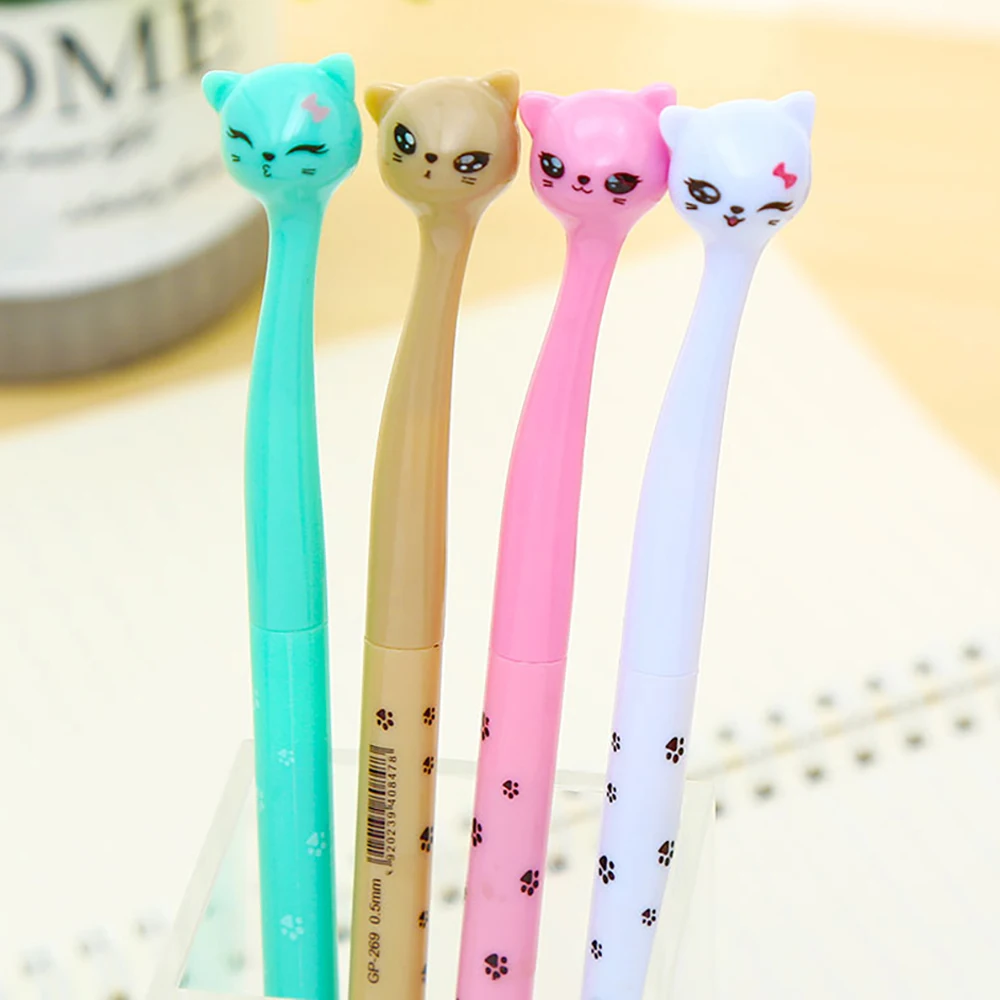 

40Pcs Elegant Kawaii Cat Pens Cute Girl Aesthetic Stationery Gel Pen Erasable Washable Funny Black Blue School Roller Ballpoint