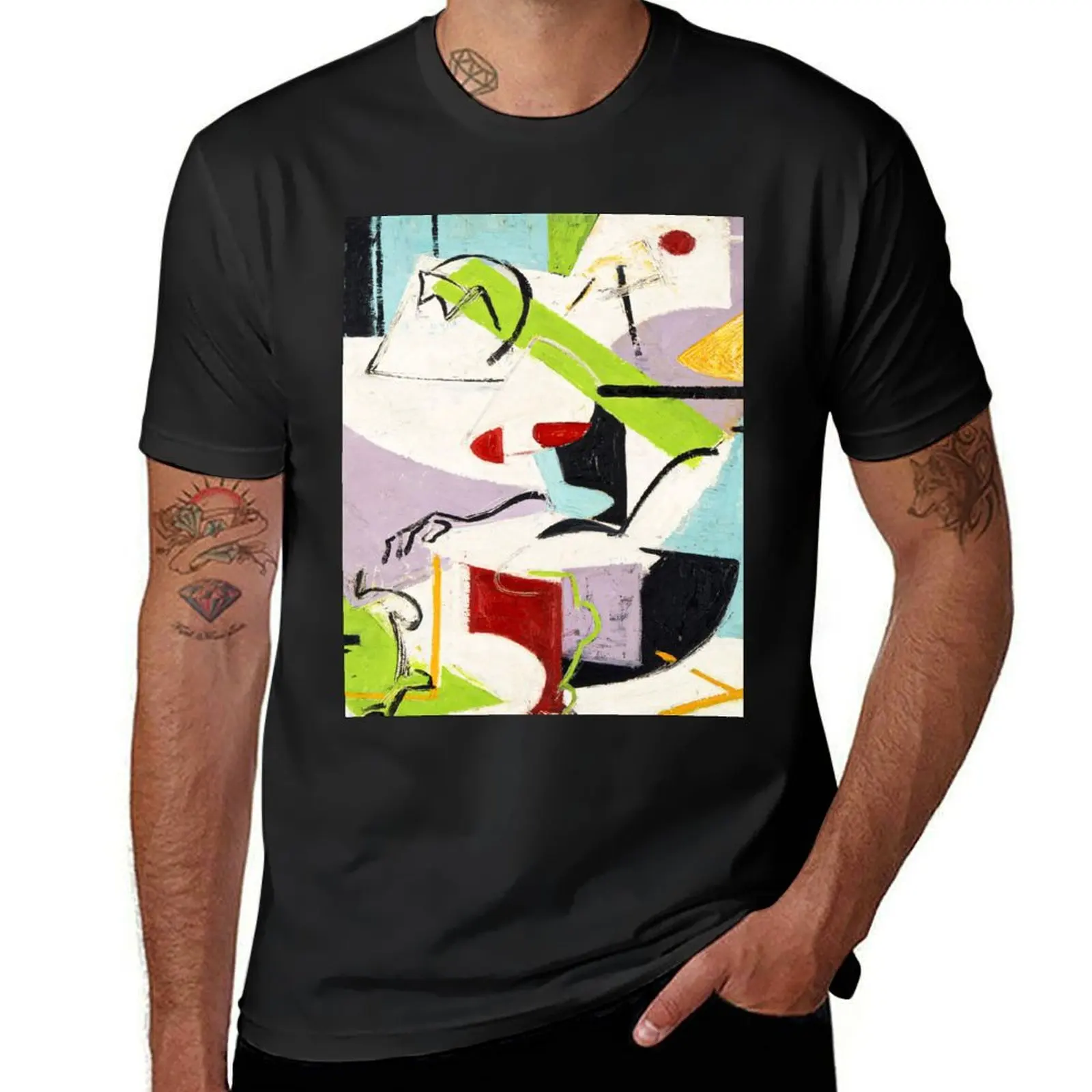 Зеленая художественная футболка byLee Краснер эстетическая одежда топы мужские