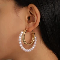pearl hoop earrings trendy metalic gold silver metal geometric earrings accessories %d1%81%d0%b5%d1%80%d1%8c%d0%b3%d0%b8 %d0%b6%d0%b5%d0%bd%d1%81%d0%ba%d0%b8%d0%b5 woman fashion jewelry 2022