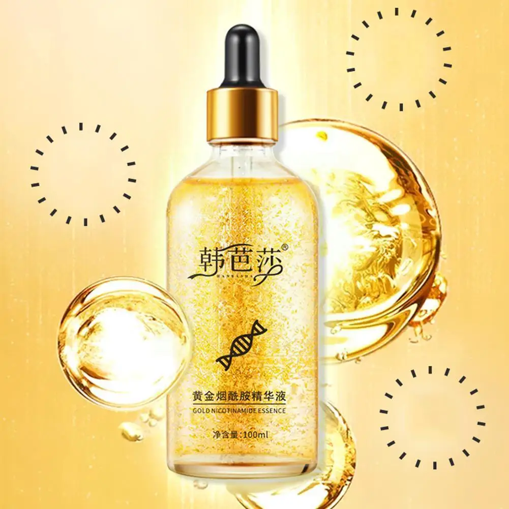 

100ml 24k Gold Tense Moisture Essence Pure Hyaluronic Anti Liquid Care Skin Nicotinamide Acid Serum Golden Essence J7c7