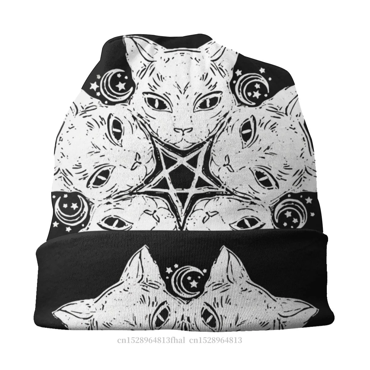 Шляпа шапки Готическая тонкая шапка для мужчин и женщин с котом пентаграммой