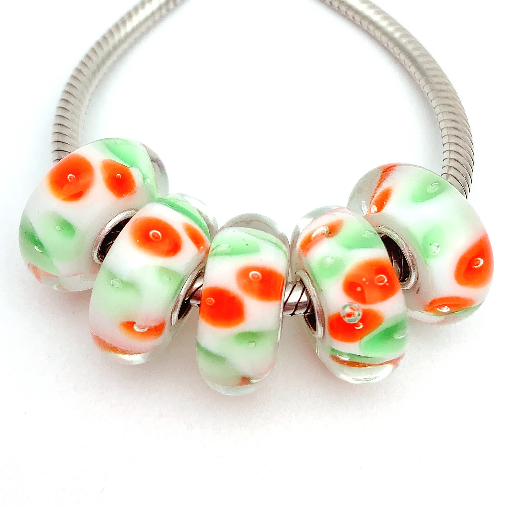 

YG828 5X 100% Authenticity S925 Sterling Silver Beads Murano Glassbeads NEW Fit European Charms Bracelet Diy Jewelry Lampwork