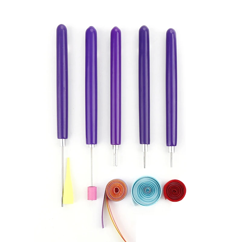 

5pcs/set Quilling Paper Pen Scrapbooking Rolling Manual Craft DIY Origami PVC Handle Slotted Structure Practical Quilled Tools