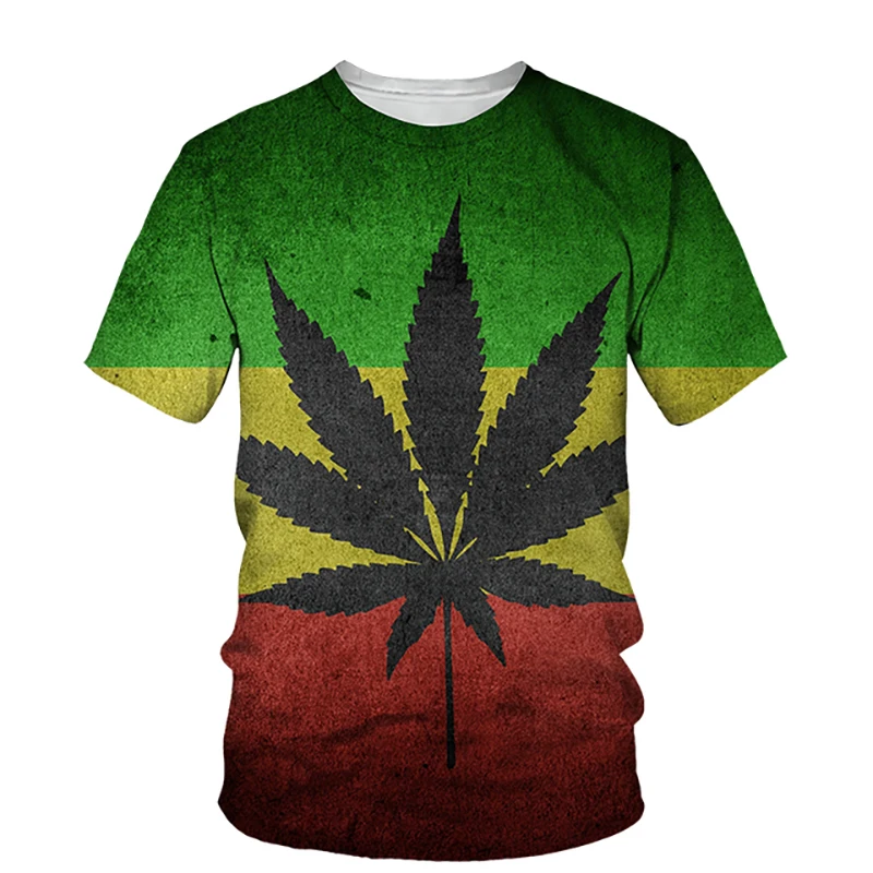 

New Men's Fashion Spot Leaf Pattern Series 3D Digital Printing T-shirt Fashion Casual Large Round Neck Short Sleeve Polyester Ma