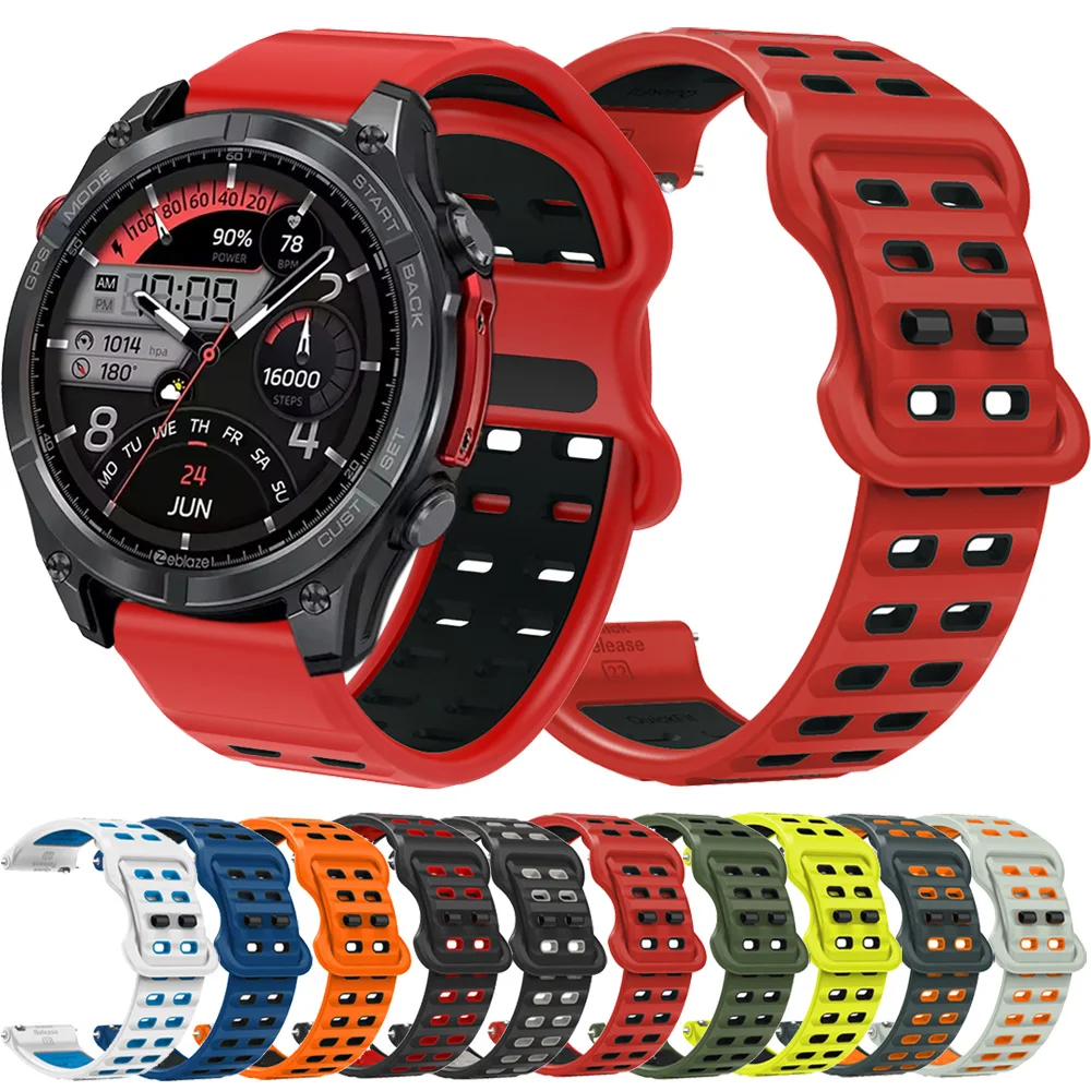 Фото Силиконовый ремешок 22 мм для Zeblaze Stratos 4/GTR 3 Pro/Vibe 7 Pro/Beyond 3 pro, браслет-ремешок для часов Btalk 2 Lite/3 Pro, ремешок для часов №1
