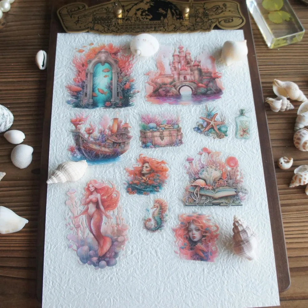 28 шт. подводная сказка замок русалки стиль ПВХ и бумажная наклейка Скрапбукинг DIY