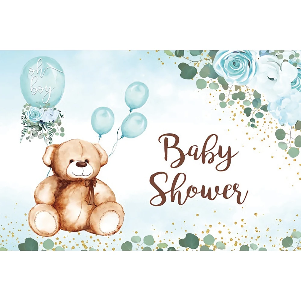 Фон для фотосъемки с изображением воздушного шара медведя вечеринки в честь Дня