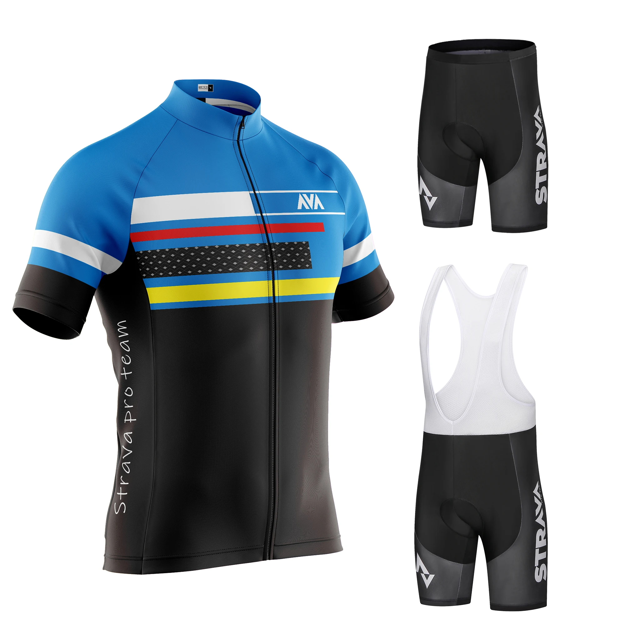 

STRAVA Pro Team Cycling Jersey Men Set Bib Shorts Set Summer Bike Jersey Bicycle Racing Uniform Clothes