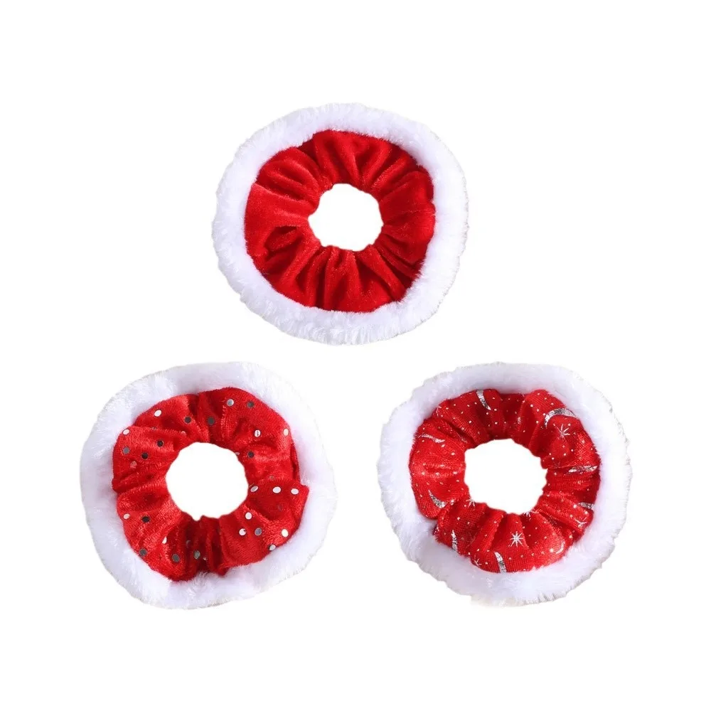 Бархатная плюшевая рождественская веревка для волос высокая эластичность снег