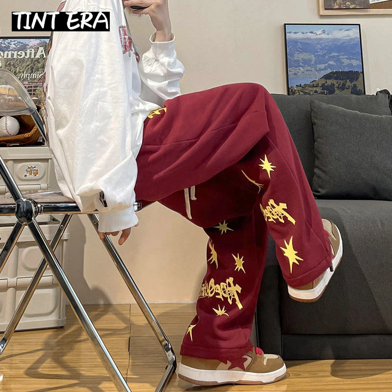 

Брюки мужские с графическим принтом тинт-эра, модная уличная одежда с широкими штанинами, готические повседневные штаны в стиле хип-хоп, большие размеры 4XL 5XL, Y2K, осень