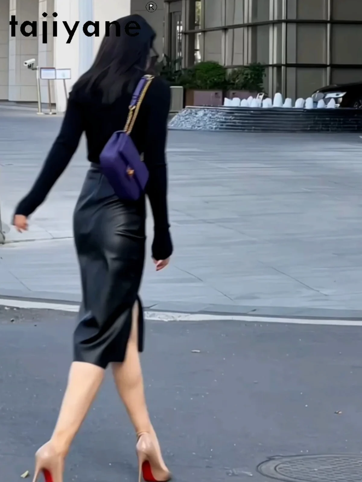 Женские юбки из натуральной овечьей кожи TAJIYANE Новое поступление 2024 зимняя