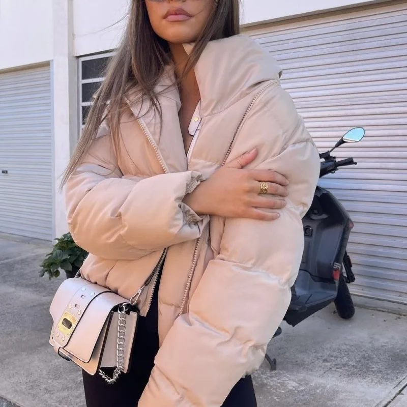 

Fashion Casual Autumn Winter Stand Collar Zipper Cotton Coats 2023 Ladies Quilted Jacket 2023 Long Sleeve Warm Parkas Overcoat