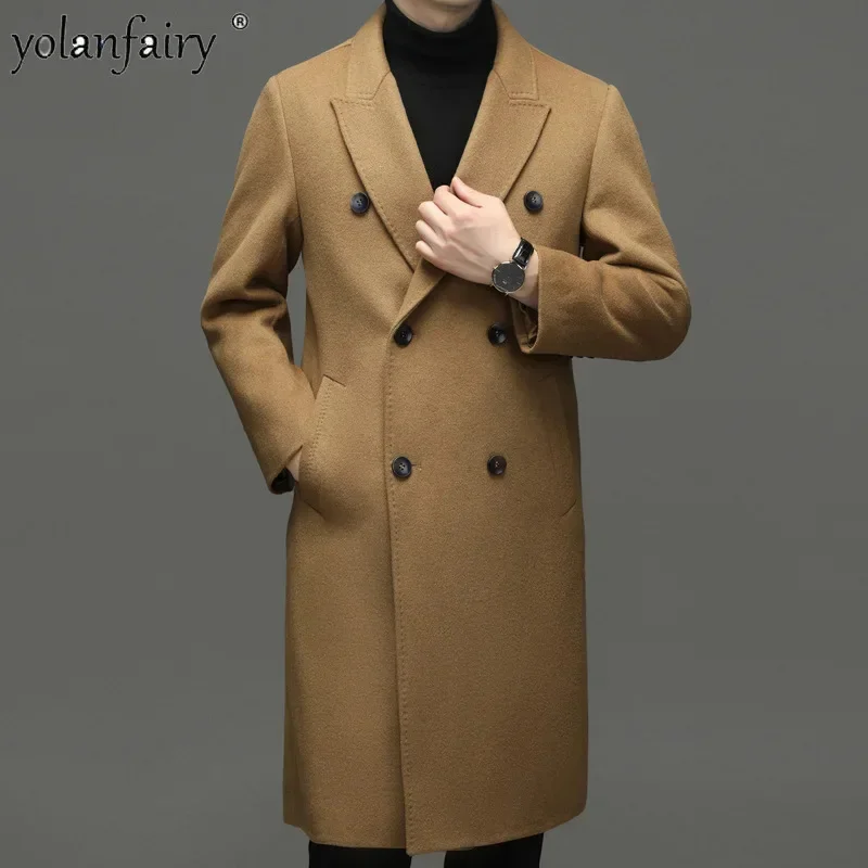 

Новое зимнее Мужское пальто, двусторонние шерстяные пальто и куртки для мужчин, двубортная приталенная модная тренховая куртка в Корейском стиле для осени и зимы