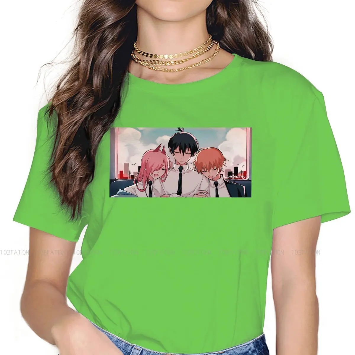 

The Way Home Fashion TShirts Chainsaw Man Girl Graphic Pure Cotton T Shirt O Neck Big Size