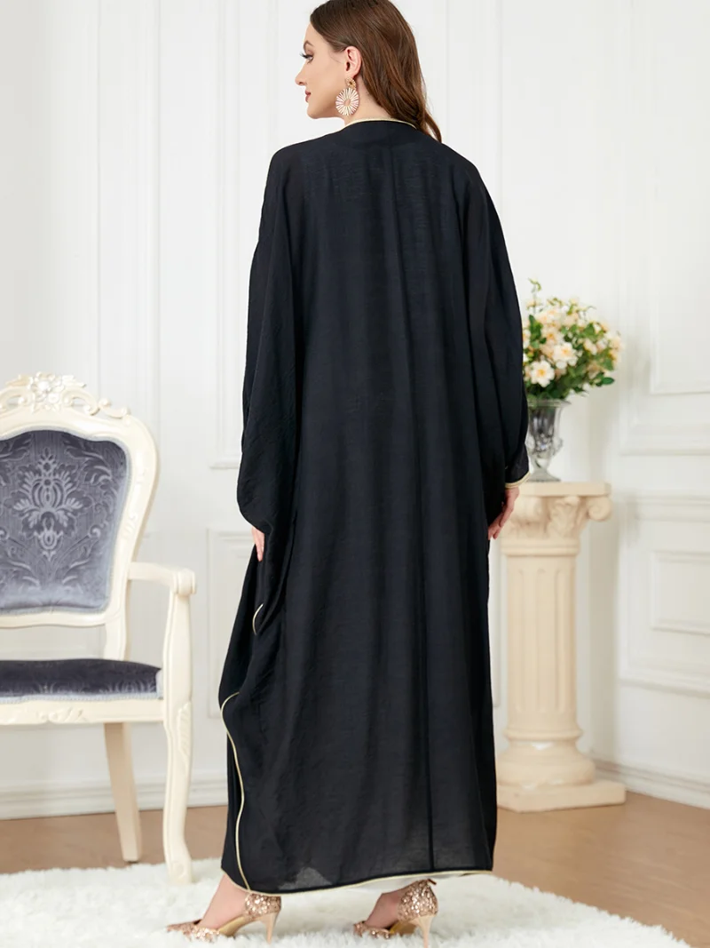 Muslim Abaya Dubai Dress Moroccan Caftan 2022 Batwing Sleeve Gulf Robe Loose Jalabiya Turkish Dresses Appliques Gown Islam
