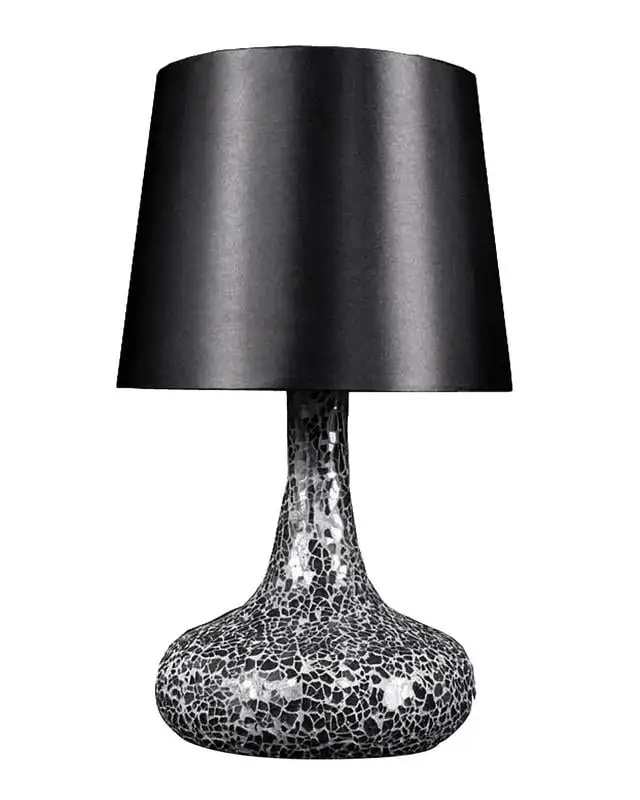 

Mosaic Tiled Glass Genie Table Lamp with Fabric Shade, Black