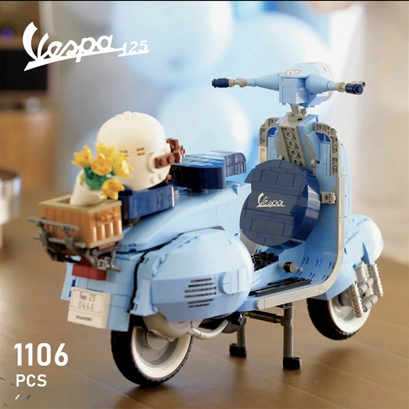 

Римские праздники Vespa 125 MOC 10298, знаменитый мотоцикл, сборный мотоцикл, строительные блоки, кирпичи, высокотехнологичная модель, игрушки для детей, подарок