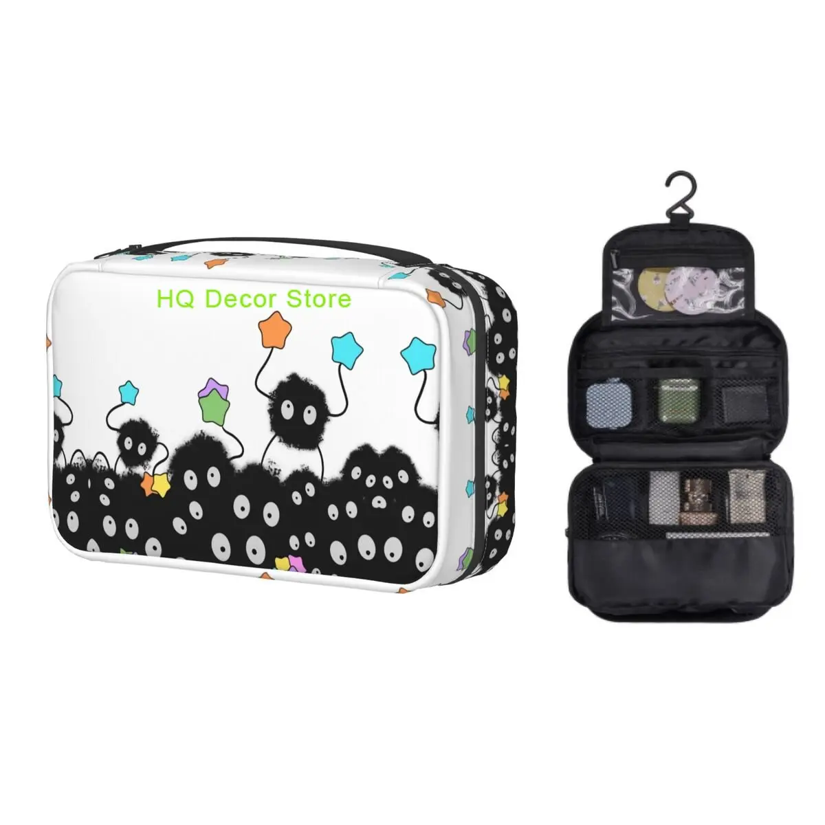 

Kawaii Soot Sprites Stars Travel Toiletry Bag Women Hanging Studio Ghibli My Neighbor Totoro Makeup Cosmetic Organizer Dopp Kit