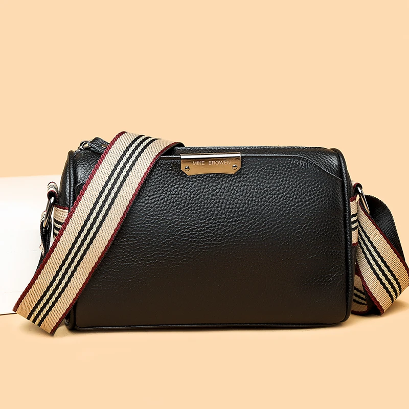 

Designer 3 Layer Cow Leather Women Shoulder Crossbody Bags Solid Color Genuine Leather Handbag 2023 Fashion Ladies Messenger Bag