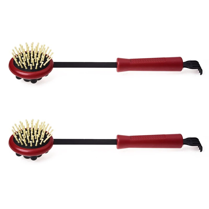 

2Pcs 17.5 Inch Long Black Red Plastic Back Knock Scratcher Relaxing Massage Hammer