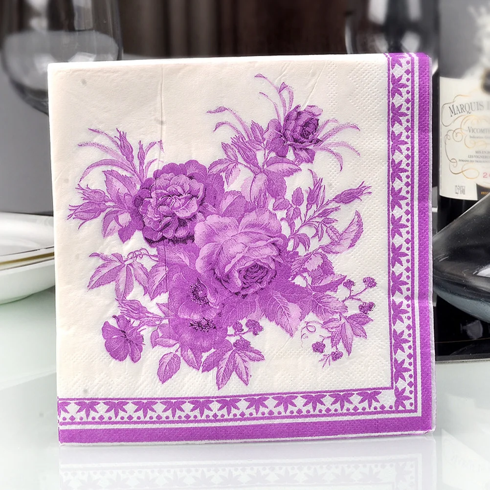 

20 Sheets of Printing Napkins Exquisite Napkins Wedding Party Napkins Flower Pattern Napkin