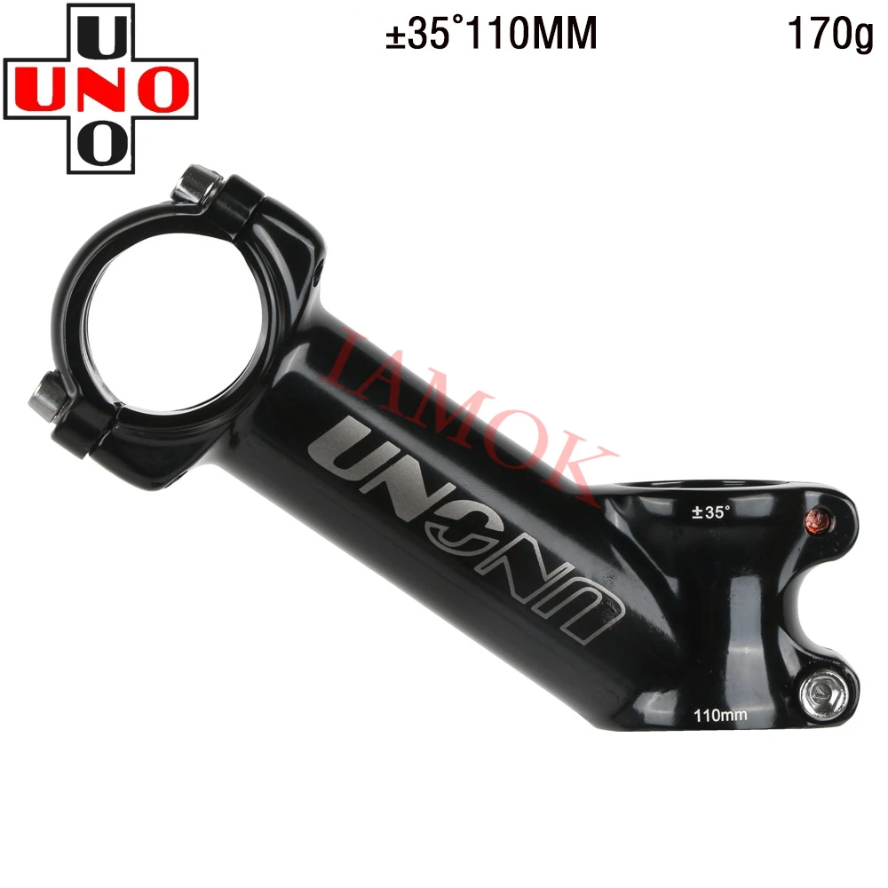 

UNO AS021 Mountain Bike Ultra Light Black/Silver Stem Iamok 35 Degree 70/90/110mm 31.8x28.6mm Black Logo Stems Bicycle Parts