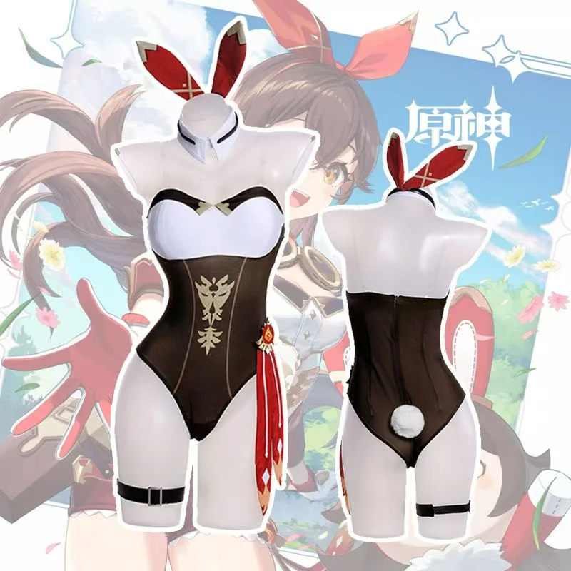 Genshin Impact cos платье Янтарный кролик девушка косплей цельный сексуальный костюм