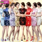 Женское короткое китайское платье Ципао, винтажное платье оверсайз в стиле старого Шанхая, с воротником-стойкой, 6XL