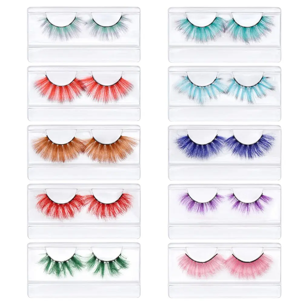 

2022 Newest 3D Mink Eyelashes Colorful 100% Mink Lashes Gradient Pink Blue Red White False Eyelashes Fluffy Soft Cilias