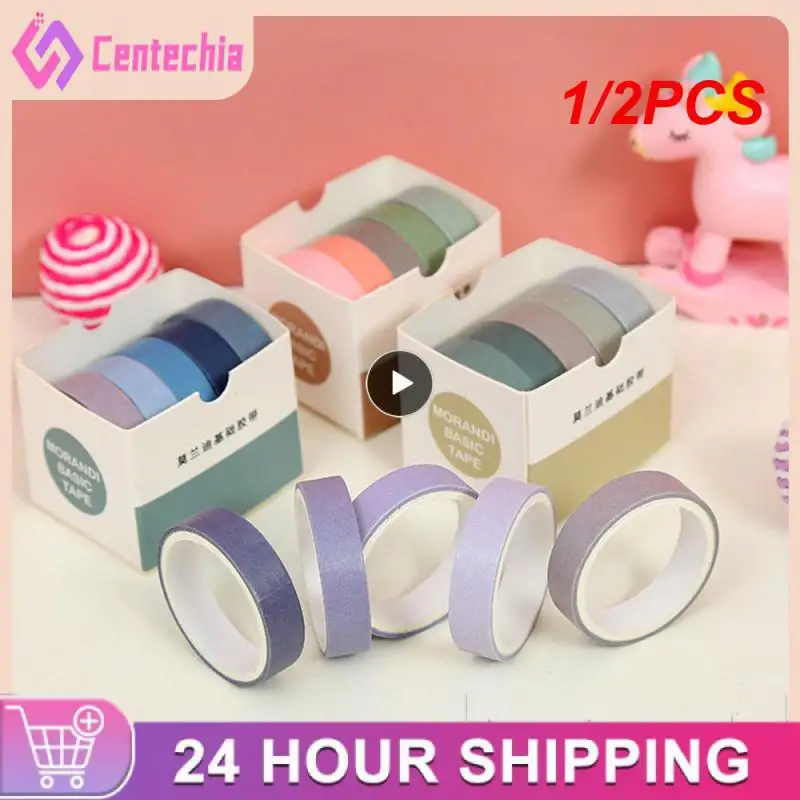 

1/2PCS 5Rolls Solid Color Washi Organizer Decorative Masking Set Cute Scrapbooking Adhesive School Stationery