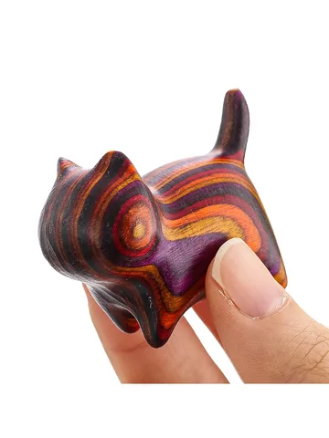 Деревянная статуэтка Безликий Кот из радужного эвкалипта