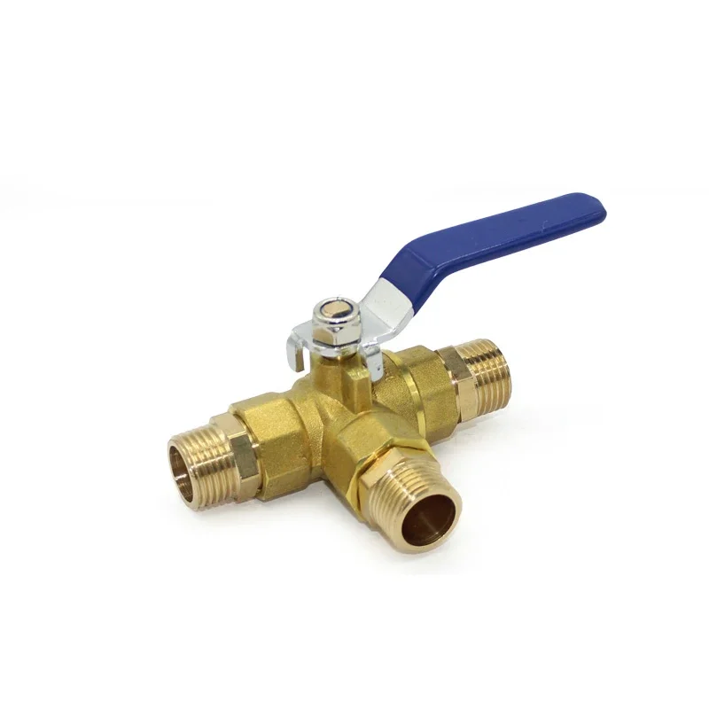 Трехходовой латунный шаровой кран с наружной резьбой BSP Т-образный для воды масла