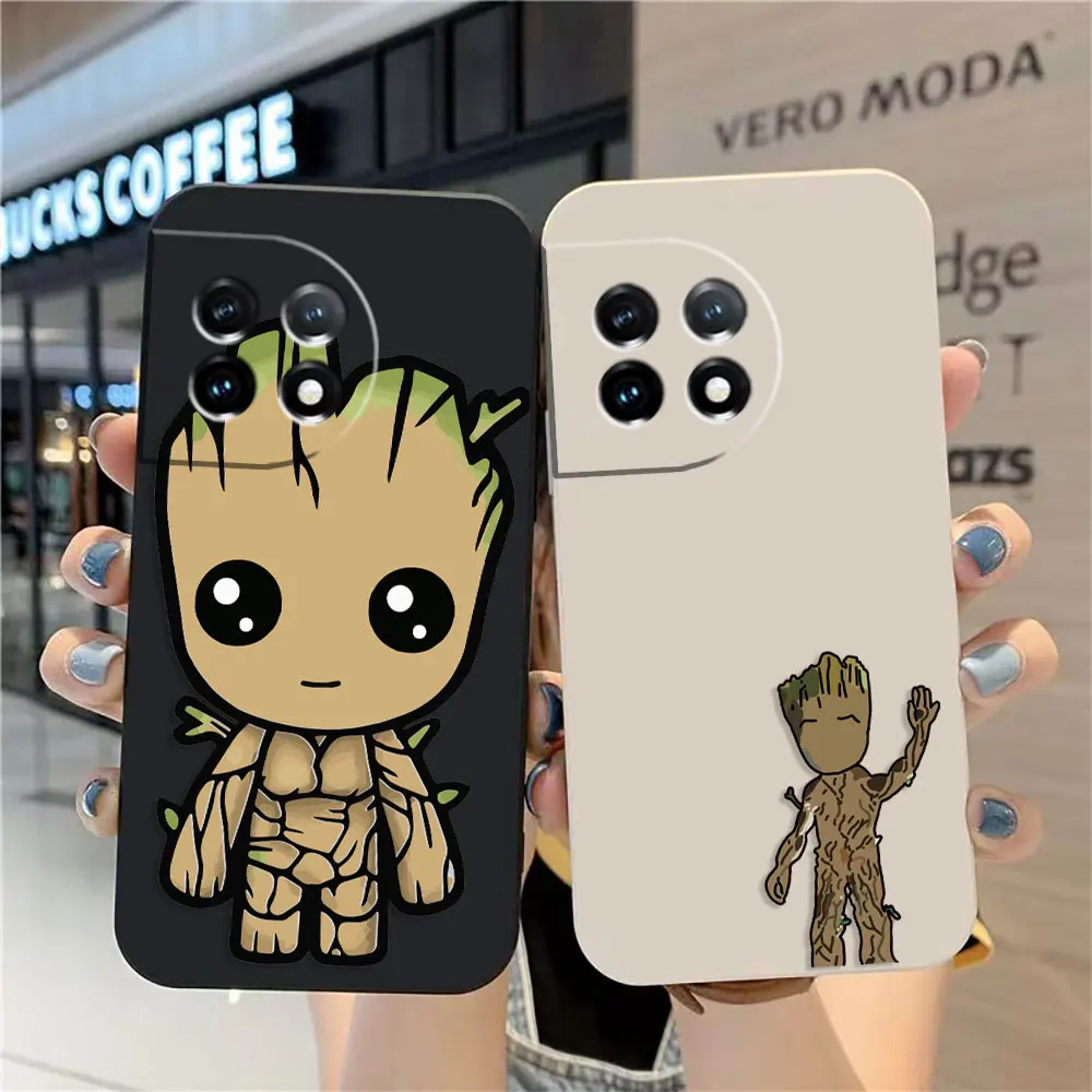 

Case For Oneplus 11 10 9 9R 8 8T 7 7T ACE 2 2V NORD CE 2 Lite Pro Simple Liquid Silicone Case Cartoon Marvel Baby Groot