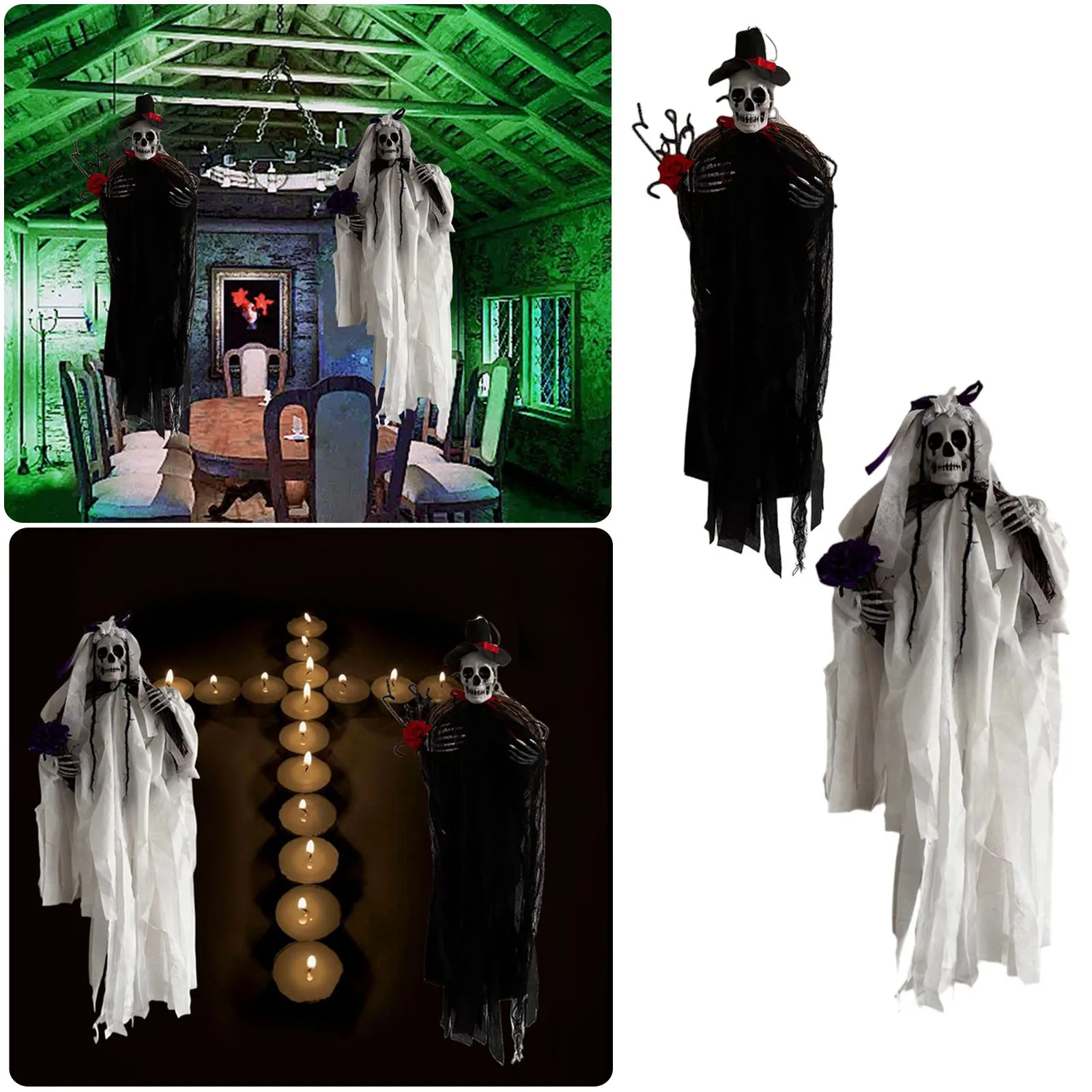 

Новинка, каркас для Хэллоуина, каркас для жениха, чёрный, Белый каркас для невесты, подвесной каркас, искусственная кожа, 16x35 дюймов