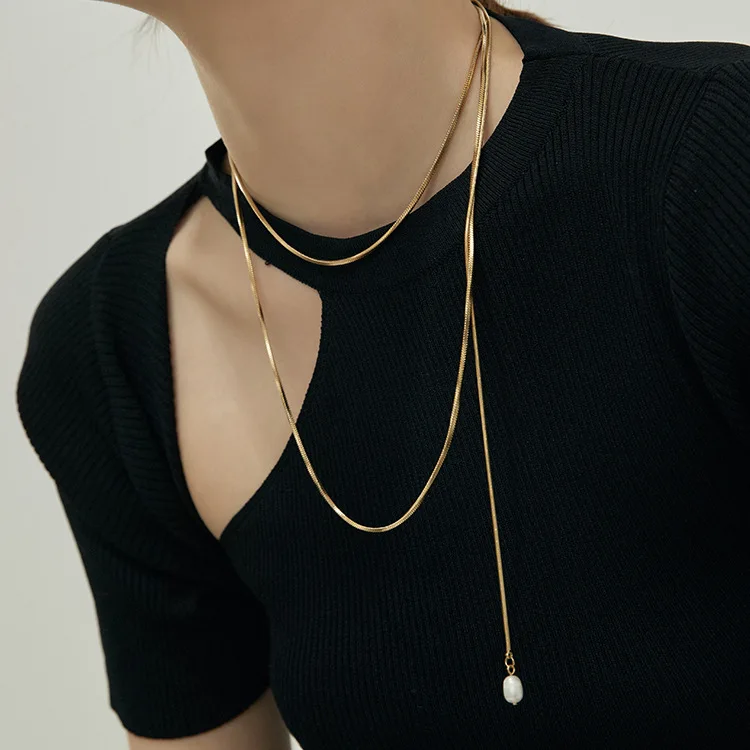 

Женская Длинная цепочка с подвеской, золотистая двухслойная цепочка с кисточкой, ювелирные украшения, подвески, 2023