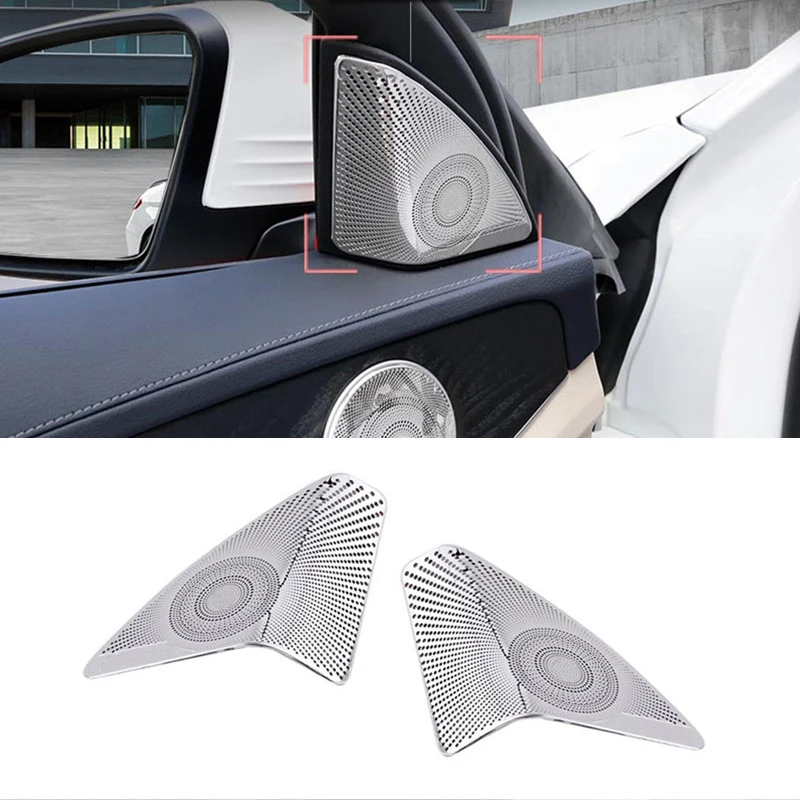 

For Mercedes-Benz C Class W205 2015-2019 2x Front Door Speaker Panel Cover Trim Car Interior Accessories Car Interior Supplies