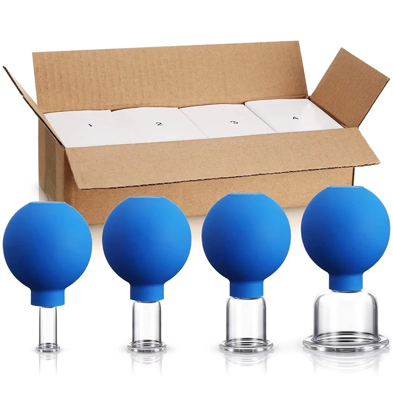 

Стеклянные вакуумные чашки TCMHEALTHRubber для массажа лица, 4 предмета