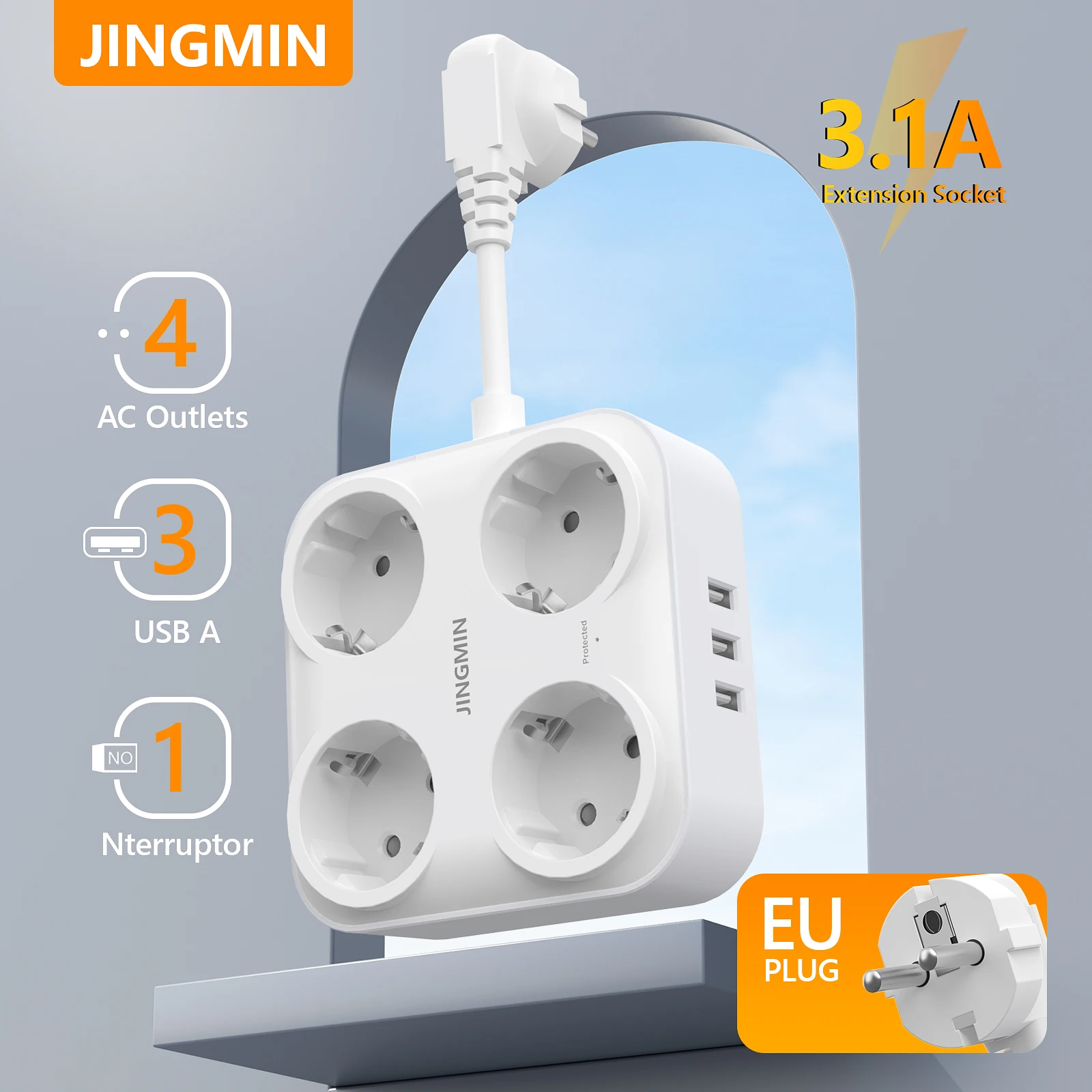 Розетка стандарта ЕС Южной Кореи устройство для быстрой зарядки с 4 розетками