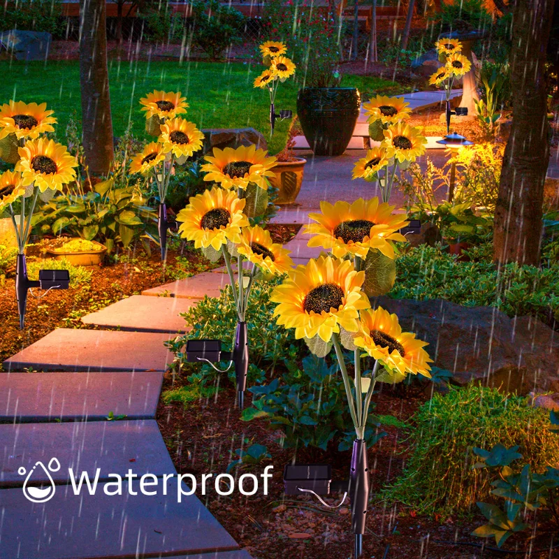

Upgraded Sunflower Solar lawn Light Ground Outdoor Waterproof Solar Garden Decoration Lamps Disk Pathway Yard Landscape Lighting
