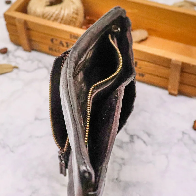 Pleated Leather Wallet for Men Credit Card Coin Pocket Mini Money Bag Slim Short Small Purse Minimalist Wallet for Male