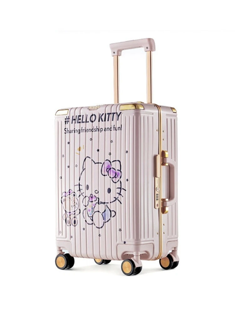Hellokitty Suitcase Female Trolley Case Acrylic Powder Boarding Luggage Lightweight Convenient Sanrio Large Capacity Cartoon