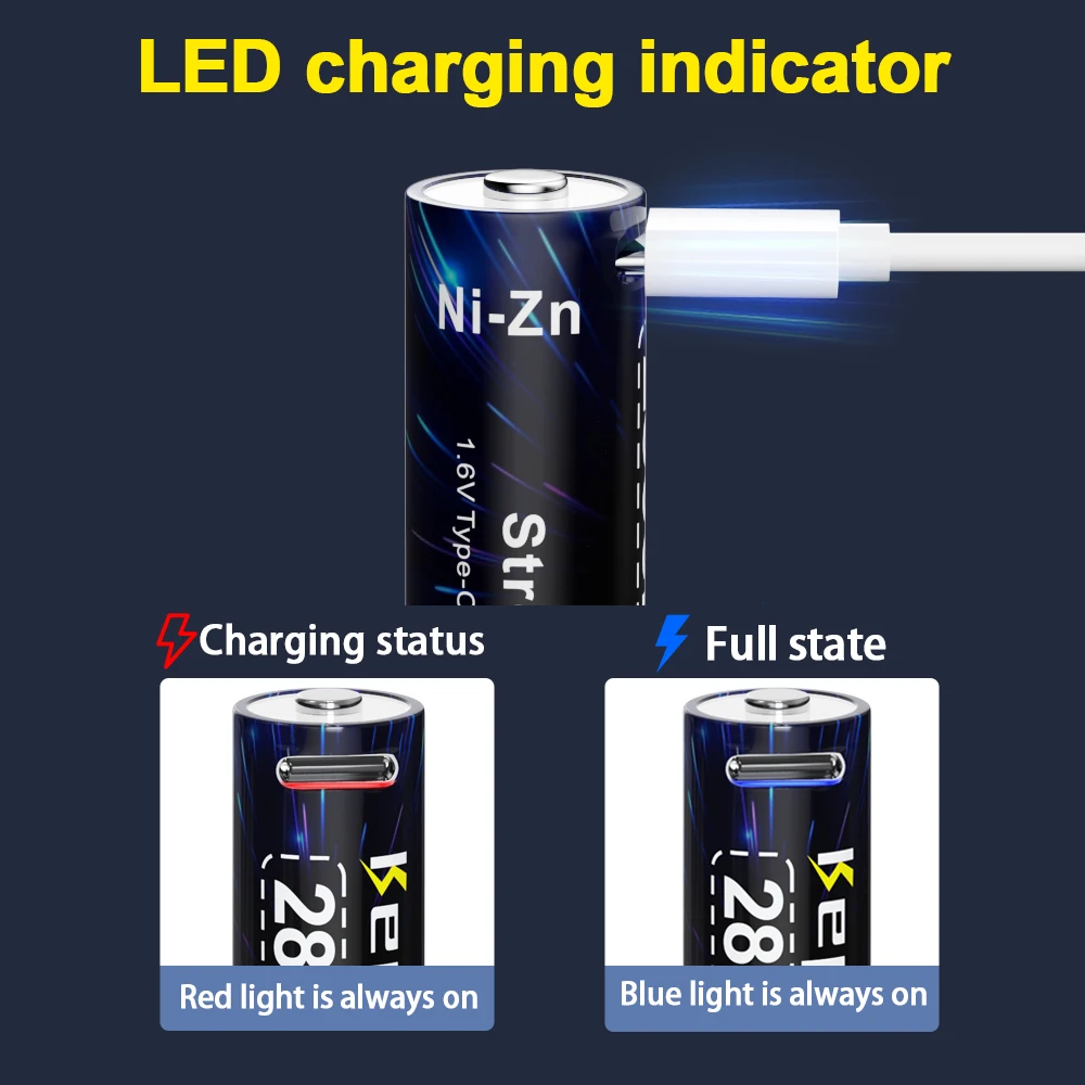 4-24 шт. KEPTU 1 6 В 2800 МВтч батарея типа АА Ni-Zn AA аккумуляторные батареи aa USB для игрушек